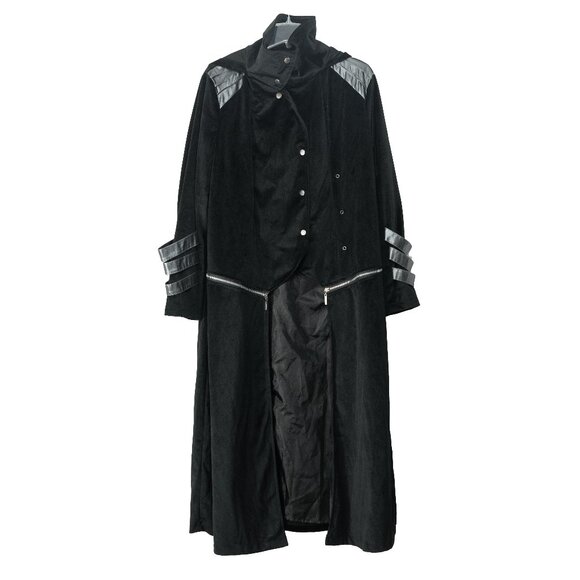 Delie Tail Coat Black Velvet Goth Steampunk Cosplay Tailcoat Trench Coat - Picture 2 of 10